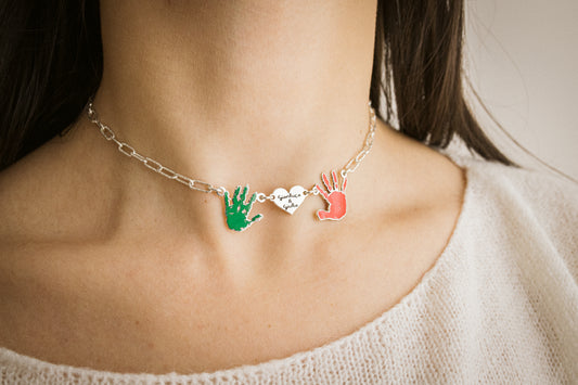 COLLANA DOPPIA IMPRONTA E CUORE