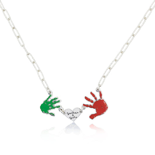 DOUBLE FOOTPRINT AND HEART NECKLACE