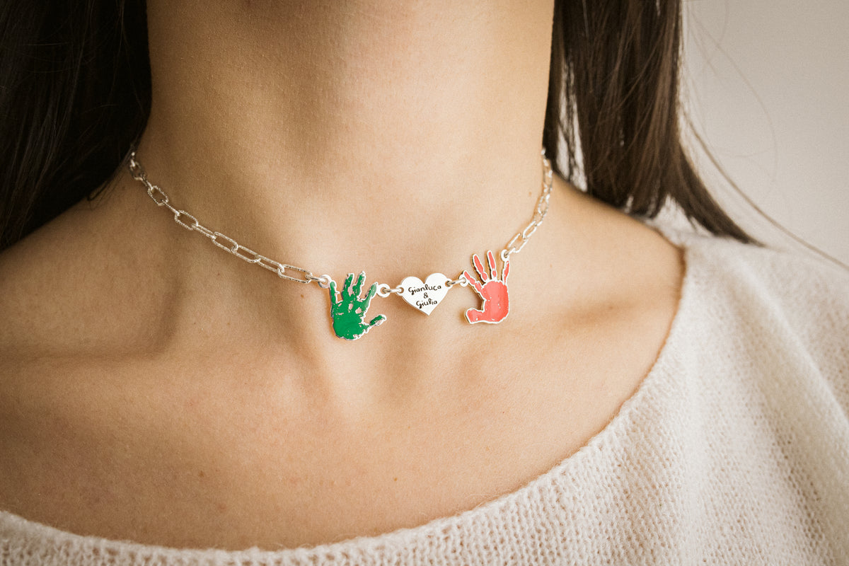 COLLANA DOPPIA IMPRONTA E CUORE