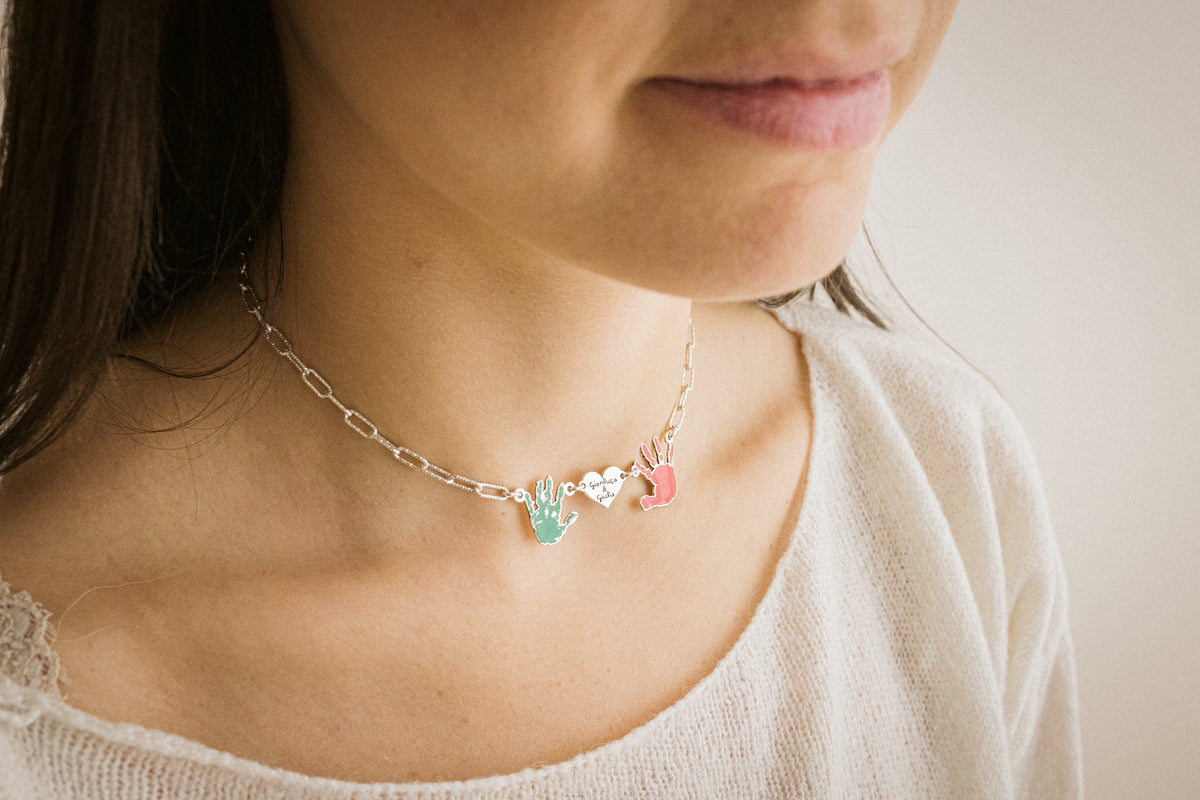 COLLANA DOPPIA IMPRONTA E CUORE