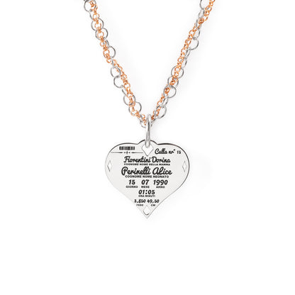 Double Link Heart Birth Necklace
