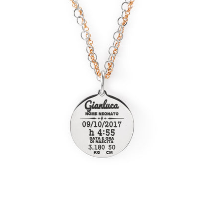 Double Link Round Birth Necklace